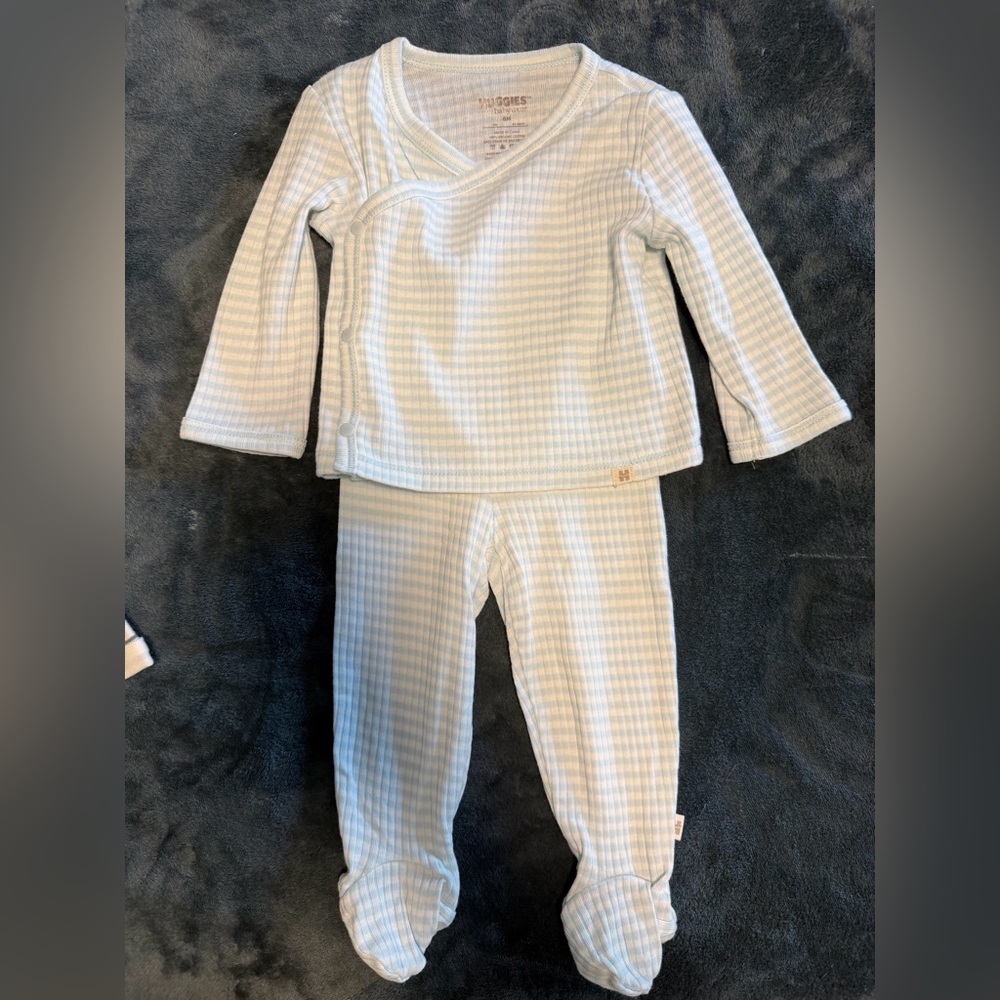Huggies Striped Blue and White Outfit Set